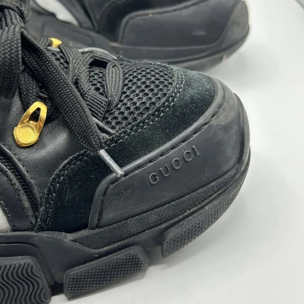 GUCCI Flashtrek Sega Chunky Sneaker Hiking Leather Black Sz 10.5